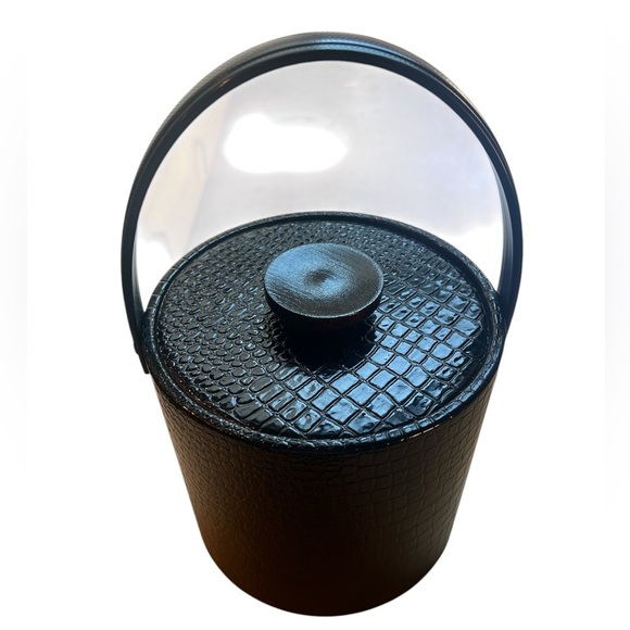 Mid-Century Ice Bucket Black Alligator Style - Picture 1 of 7